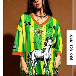 Dressed in LALA Oversized Yellow and Green Graphic Jersey